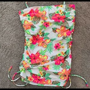 Neon floral tankini top